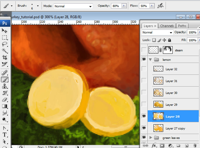 Awesome digital Roasted Thanksgiving turkey illustration in Photoshop